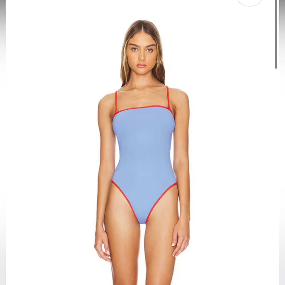 WeWoreWhat One Piece with Removable Straps in Blue and Fiery Red